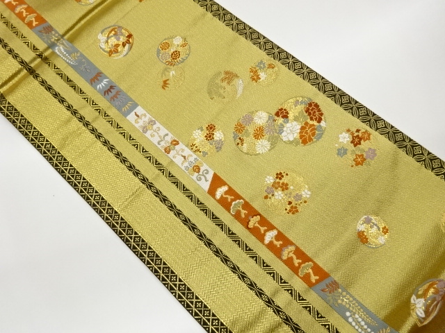 JAPANESE FUKURO OBI / WOVEN FLORAL PLANTS